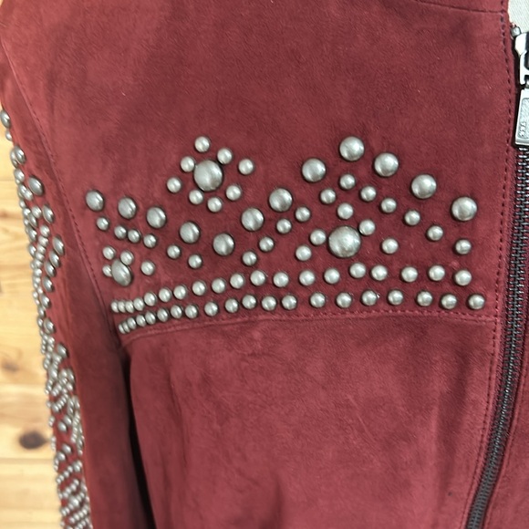 NWT Double D Ranchwear red suede fringe stud zip western nfr rodeo jacket Large - Picture 3 of 15